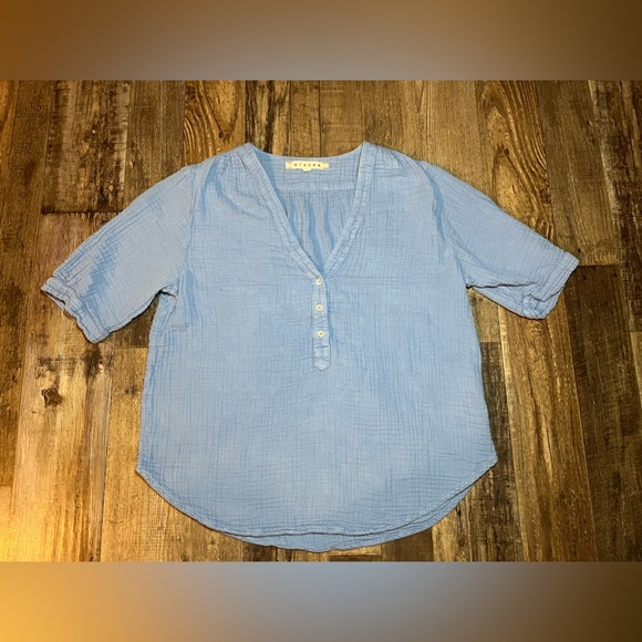 Xirena Cotton Gauze Blue Top V Neck Size XS - Picture 1 of 6